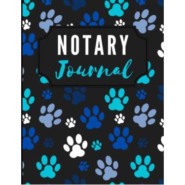 Imagem de Notary Journal: 8.5x11 Large Notarial Logbook/With 200 Numbered Pages - Two Record Logs Per Page / 400 Records/Fun Black White Blue - Cat Dog Pet ... Pattern/Ledger Book Gift For Signing Agents