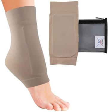Imagem de Enchimentos de renda cruzada CRS – Meias de skate acolchoadas premium com proteção da frente do pé e da canela. Manga elástica de gel para patinação no skate, hóquei no gelo, rolo, ski, botas, One size fits most