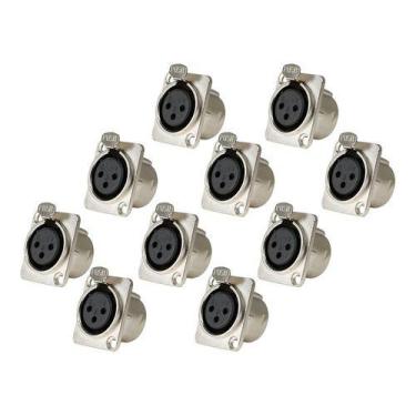 Imagem de Kit 10 Conector Xlr Fêmea Painel Linha Pro Santo Angelo Sa2x