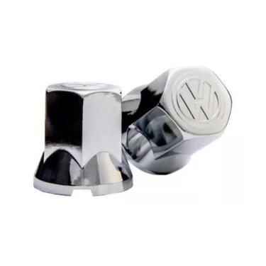 Imagem de Kit 10 Capa Porca Compativel Volksvagen Vw Logo Cromada Caminhao 27mm 