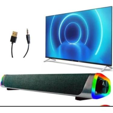 Imagem de Caixa De Som Pc Gamer Soundbar Bluetooth Led Rgb P2 Cor Preto Voltagem