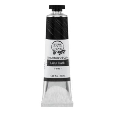 Imagem de Tusc & Pine Tinta a óleo artística - Lâmpada preta, 40 ml, não amarela, consistência rica e cremosa, carga máxima de pigmento, tintas a óleo moídas em lote pequeno feitas nos EUA para artistas