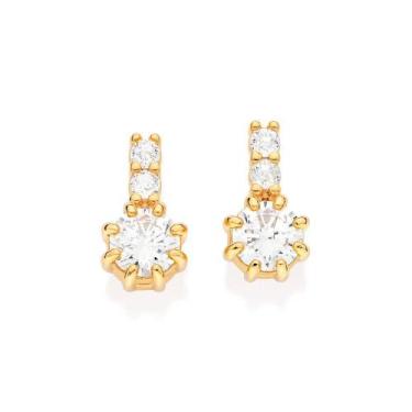 Imagem de Brincos banhado ouro 3x 24k 18k e 22k femininos cravejado zircônias pe