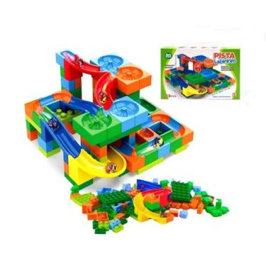Imagem de Pista Corrida Bolinha Gude Blocos Montar Labirinto 128 Pçs - Arktoys