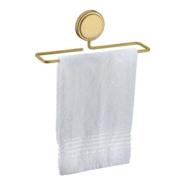Imagem de Suporte Porta Toalha Toalheiro 25cm Banheiro Adesivo Dupla Face Dourad