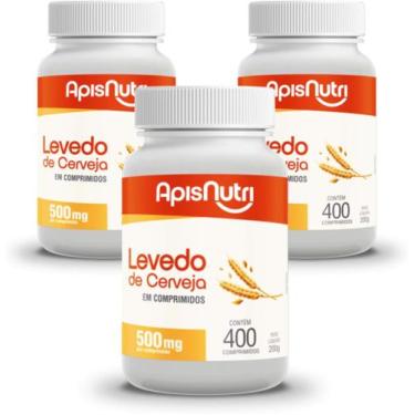 Imagem de 3x Levedo de Cerveja 500Mg 400 Comp Apsinutri - ApisNutri, Levedo de C
