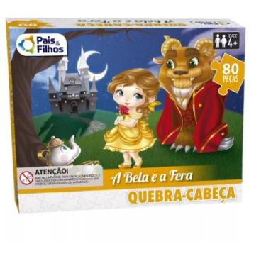 Imagem de Brinquedo Infantil Quebra Cabeça 80 Peças A Bela e a Fera - Pais & Fil