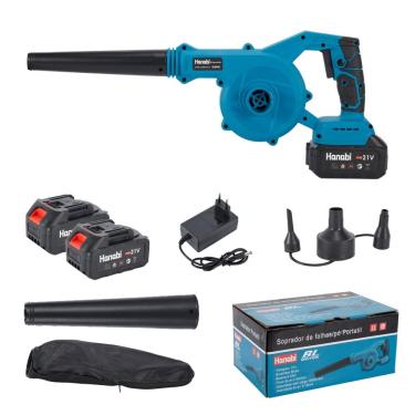 Imagem de Soprador Aspirador de Folhas Pó Sem Fio Portátil Brushless 21V 2 Baterias Hanabi