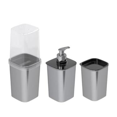 Imagem de Kit Lavabo Escova Dente Algodão Sabonete Liquido Banheiro (Metalic)