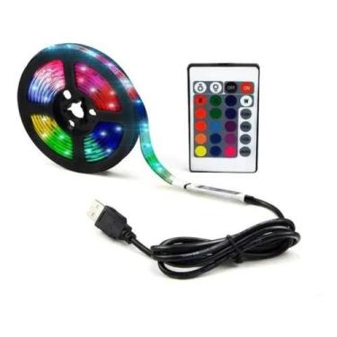 Imagem de Fita Led 5050 Rgb Controle Remoto 3m 5v Usb Para Tv Pc Carro - GoldenS