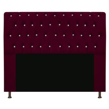 Imagem de Cabeceira Lady Estofada com Strass 160 cm para Cama Box Queen Suede Bordô Quarto - AM Decor