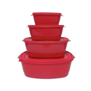 Imagem de Mega Kit com 16 Potes Plástico Premium Para Cozinha - Casa Bella, Verm