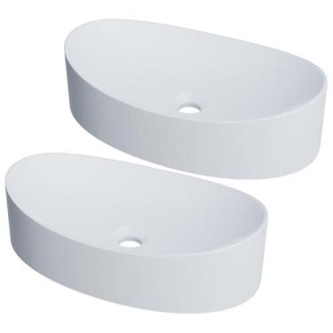 Imagem de Kit 02 Cubas de Apoio Canoa Para Banheiro Lavabo C01 BC47W Branco Matt