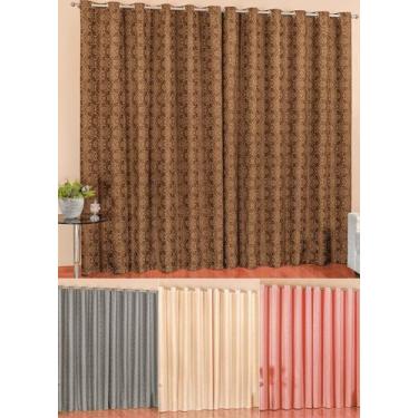 Imagem de cortina sala semi blackout prime tabaco perciana luxo blecaute 2m teci