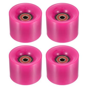 Imagem de YOKIVE 4 rodas de skate com rolamento, substituição de scooters de skate 80A, ótimo para skate, esportes de rua ao ar livre (rosa vermelha, 60 mm OD)