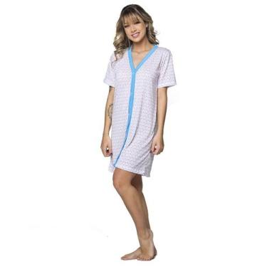 Imagem de Camisola Maternidade Com Botão Frente Manga Curta - WLS Modas, Azul, P