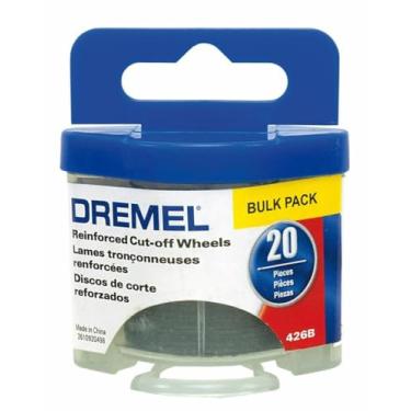 Imagem de Dremel Rodas de corte reforçadas com fibra de vidro 426B, diâmetro de roda de 0,045 mm, acessório de disco de corte de ferramenta rotativa, 20 peças, prata