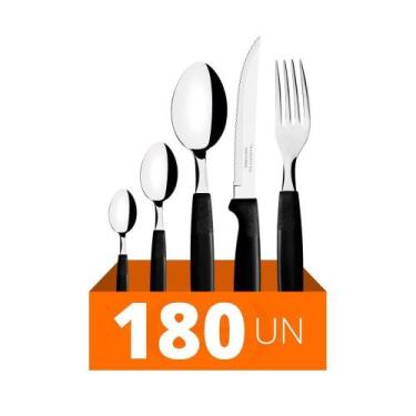 Imagem de Faqueiro Ipanema 180 Pçs Aço Inox Cabo Preto Ptop Tramontina