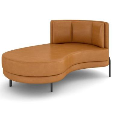 Imagem de Chaise Longue Divã 164cm Braço Direito Logus D06 Sintético Caramelo - 