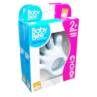 Imagem de Kit Mordedores Macios Bebê Pezinho Mãozinha Baby Bee - Bee Toys, Azul