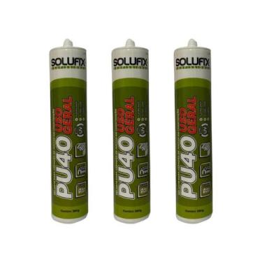 Imagem de Kit 3un Silicone Selante PU geral Profissional Preto 380g - Solufix
