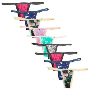 Imagem de Kit 9 Calcinhas Tanguinha Fio Dental Fristyle Microfibra Estampada, M,