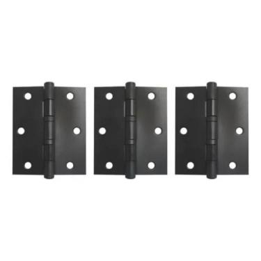 Imagem de Kit C/03 Dobradiça Rolamento Para Porta 3,5 X 3 Preta Fosco - Cia do P