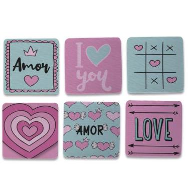 Imagem de Kit 6 Porta Copos Criativos - Amor Love - Geek Vip , Rosa