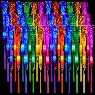 Imagem de Skylety 36 Pack Fiber Optic Wands Glow Wands LED Light Up Wand Bulk Flashing Sticks with Included Batteries for Birthday Party Favors Wedding Halloween Christmas Concerts (Bright Color)