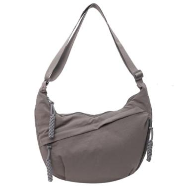 Imagem de GOQUFOY Bolsas transversais de nylon para mulheres, bolsas de ombro, bolsa de viagem, bolsa mensageiro masculina Hobo, Cinza
