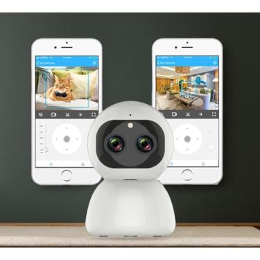 Imagem de Camera de Segurança Wifi com HD de Noite Visão Clara e Comunicação Anti Ruído Chip Inteligente Dupla Câmera e Alarme Remoto Ideal para Babá Eletrônica e Monitoramento Wifi Segurança em Casa