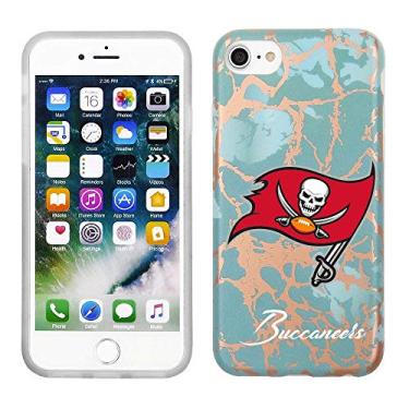 Imagem de Prime Brands Group Capa para celular para Apple iPhone 8/7/6S NFL licenciado Tampa Bay Buccaneers, azul-petróleo e mármore de ouro rosa