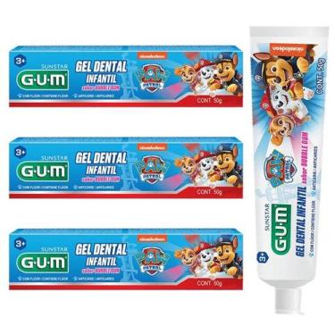 Imagem de KIT GEL DENTAL 50g PATRULHA CANINA BUBBLE GUM  - 3 UN