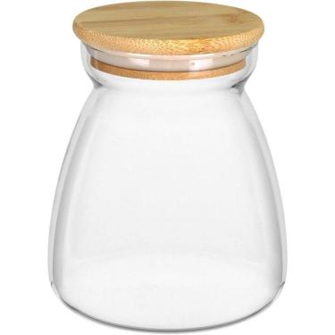 Imagem de Pote Porta Mantimentos Home&co Com Tampa Bambu Borossilicato 850ml 13x8x8cm Transparente