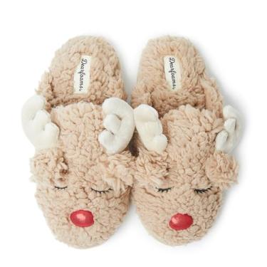 Imagem de Dearfoams Pantufa feminina Shay Giftable com tema de Natal, Rena, Large