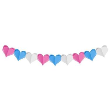 Imagem de Faixa Decorativa - Coração 3D - Branco/Azul/Rosa - 3,60 m - 1 unidade 