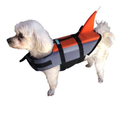 Imagem de Colete Flutuador Salva Vidas para Pets, cor Cinza com Laranja - Karppo
