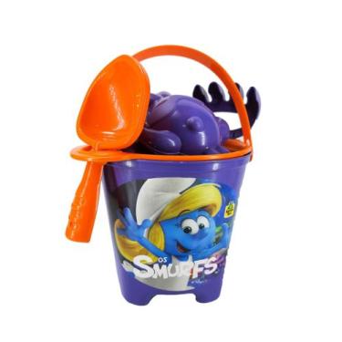 Imagem de Baldinho De Praia Para Brincar Na Areia Dos Smurfs 7 Peças Roxo - Amor