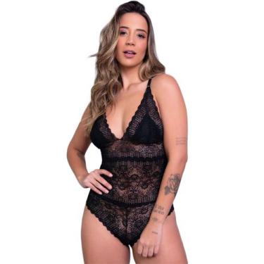 Imagem de Body Decote Lingerie Transparente Casual Blogueira - Bella Fiore Modas