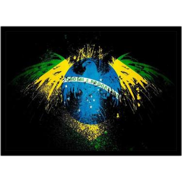 Imagem de Quadro Decorativo Bandeira Do Brasil Abstrato Emblema País Salas Lojas