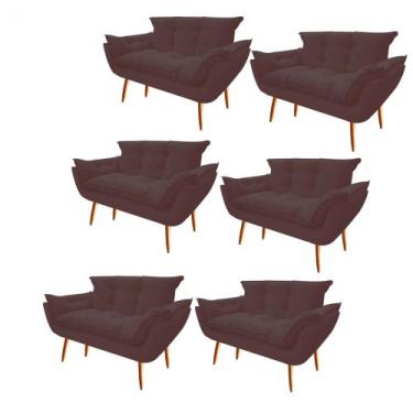 Imagem de Kit 06 Namoradeira  Decorativa  Opala Pés Palito em Madeira 2 Lugares 