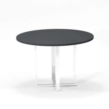 Imagem de Mesa de Reunião Redonda Tubular P25 Pandin 1,10 M Grafito e Branco