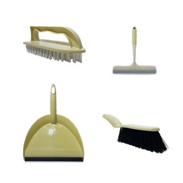 Imagem de Kit Limpeza 4pçs Pá Escova Rodo Vassoura Portátil Coloridos - Facfilit