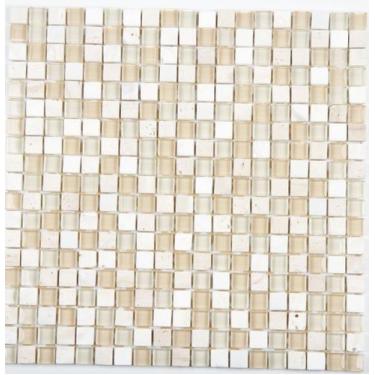 Imagem de PASTILHA DE VIDRO COM PEDRA GS910 - GLASS STONES CREME 30x30cm - GLASS