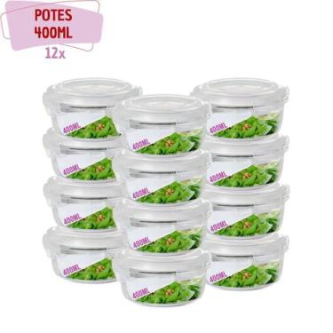 Imagem de Kit 12 Pote Vidro Hermético Mantimentos Tampa 4 Travas 400ml - QUALITY