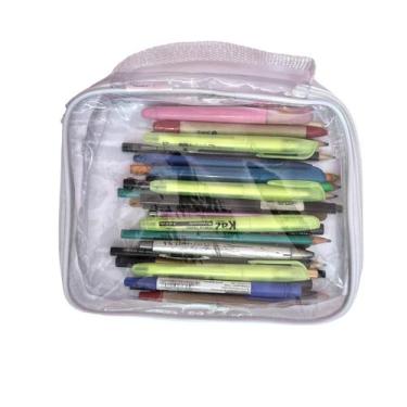 Imagem de ESTOJO BOX transparente e GELO - necessaire - lápis - multiuso - brinq