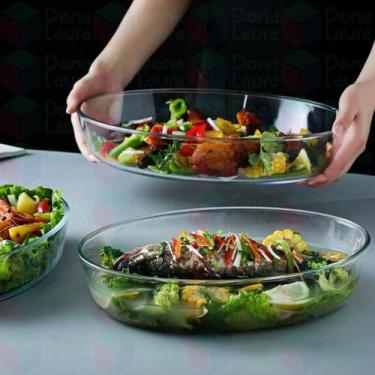 Imagem de 2 peça Travessa 3L Oval Grande De Vidro Cozinha Casa Servir Doces - Ca
