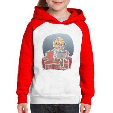Imagem de Moletom Infantil Home Office - Foca na Moda, Branco, Vermelho, 10