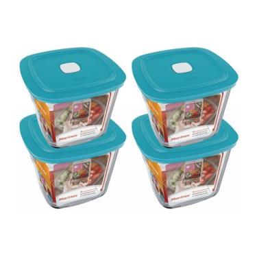 Imagem de Pote Vidro Quadrado Facilita tigelas Tampa 1L Marinex 4 UN - NADIR FIG