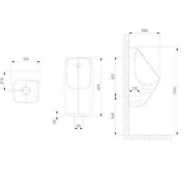 Imagem de Kit com 3 Mictório Rimless com Entrada Superior Proton Square Roca Stone
